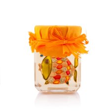 Hand-painted jar with honey fish