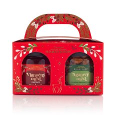 Honey box with walnuts in honey and flower honey