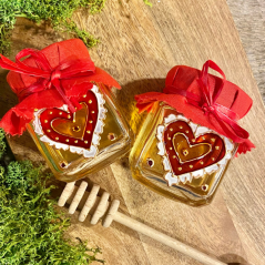 Hand-painted jar with honey heart
