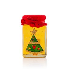 Hand-painted jar with honey green tree